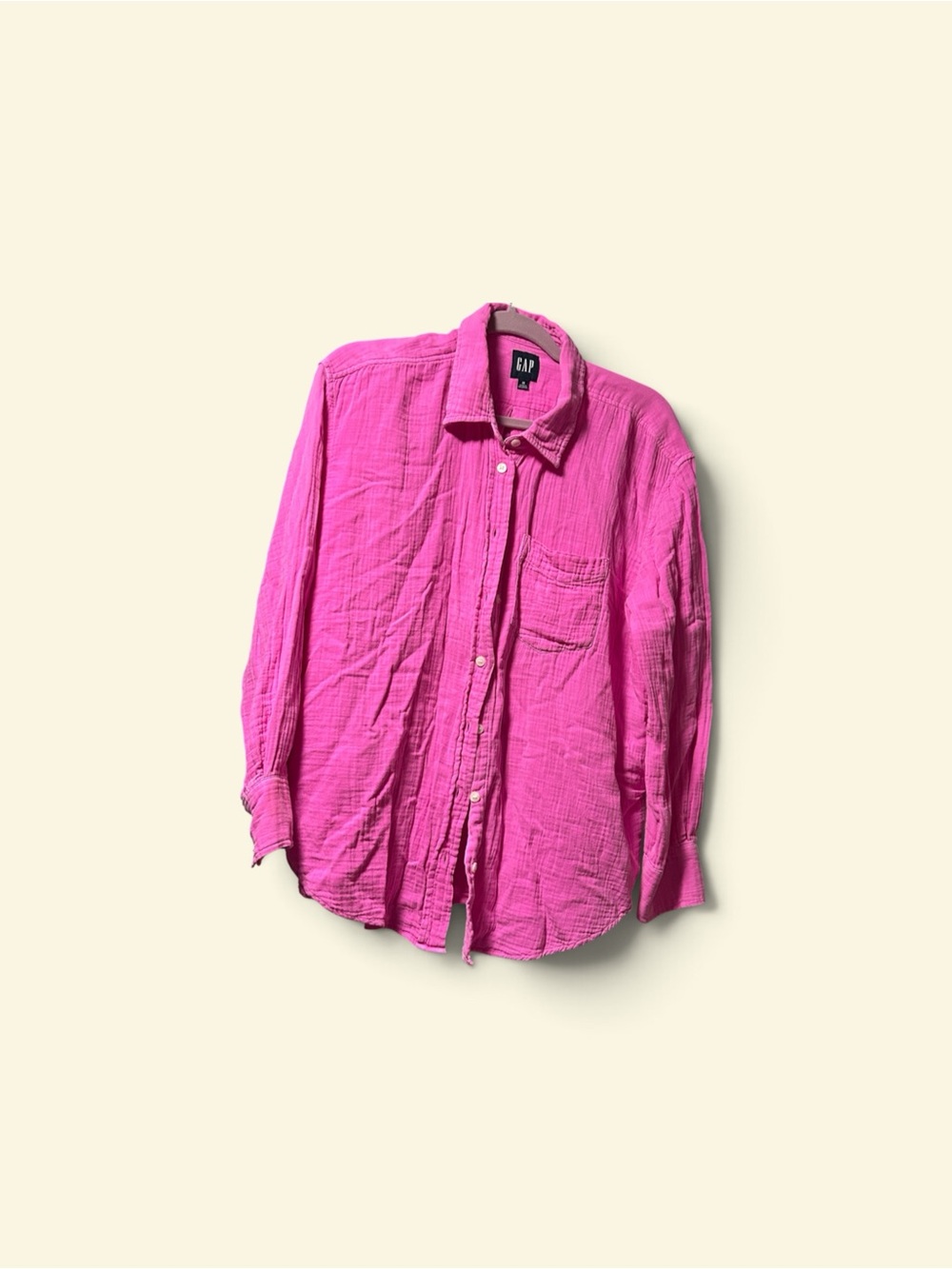 GAP Women’s Button-Up Long Sleeve Shirt — Pink